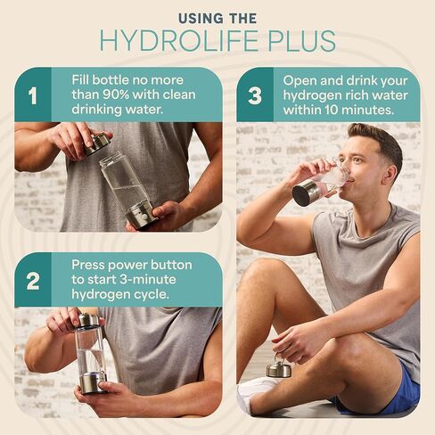 Lifepro Hydrogen Water Bottle Generator with Ionizer & SPE/PEM Technology – HydroLife Plus Portable, Rechargeable Alkaline + Hydrogen Water Machine for Daily Wellness & Hydration – 14oz Capacity in Saudi Arabia