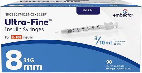 BD Ultra-Fine Syringes 31G x 5/16" (8mm), 0.3cc, Box of 90 in Saudi Arabia