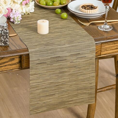 Artoid Mode Light Brown Vinyl Table Runners, 12x72 Inch Non-Slip Heatproof Arbitrarily Cropped Runner for Home Party Indoor Kitchen Dining Room Holiday Table Decoration in Saudi Arabia