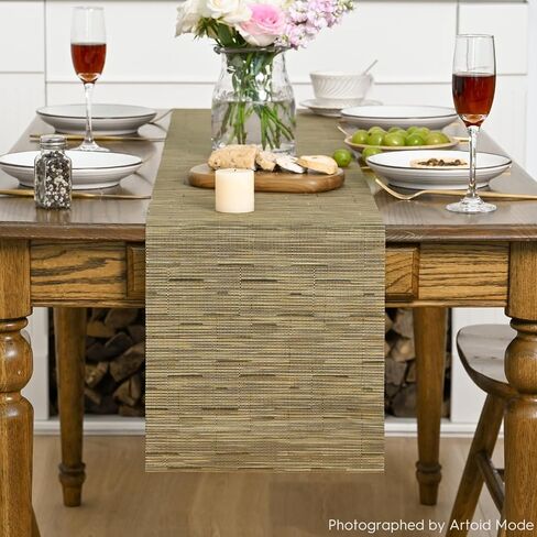 Artoid Mode Light Brown Vinyl Table Runners, 12x72 Inch Non-Slip Heatproof Arbitrarily Cropped Runner for Home Party Indoor Kitchen Dining Room Holiday Table Decoration in Saudi Arabia