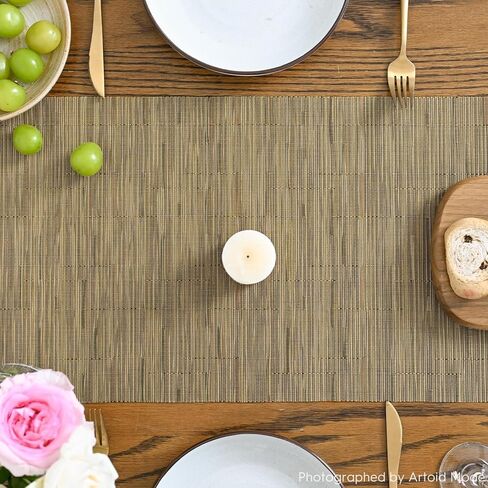 Artoid Mode Light Brown Vinyl Table Runners, 12x72 Inch Non-Slip Heatproof Arbitrarily Cropped Runner for Home Party Indoor Kitchen Dining Room Holiday Table Decoration in Saudi Arabia