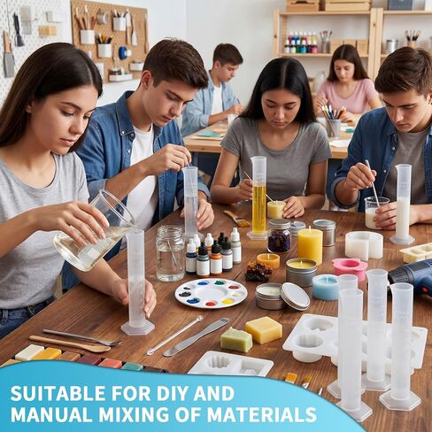 Xuhal 30 Pack 100ml Transparent Plastic Graduated Cylinder Bulk, Measuring Cylinder Set 2-sided Marking Clear Plastic Lab Cylinders Science Measuring Cylinders Spour Spout for Science Laboratory Use in Saudi Arabia