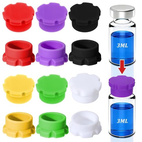 12 Pcs 3ml Glass Vials Protective Vial Caps Leak-Proof Dust-Proof Caps Multipurpose Reusable Silicone-Vial Cap Covers 6 Colors Cap Vials Adapter for Quick Organization Identification Easy to Clean in Saudi Arabia
