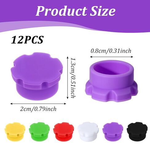 12 Pcs 3ml Glass Vials Protective Vial Caps Leak-Proof Dust-Proof Caps Multipurpose Reusable Silicone-Vial Cap Covers 6 Colors Cap Vials Adapter for Quick Organization Identification Easy to Clean in Saudi Arabia