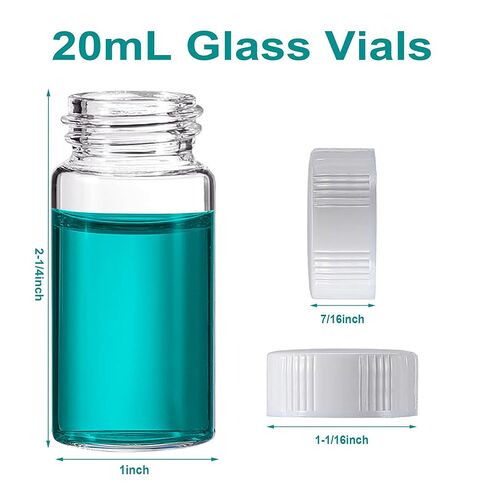 20 mL Glass Vials with Screw Caps, 24-400 Thread, USP Type I Borosilicate Glass Bottles with PP Caps & PE Liners, Leakproof, Freezable, Pack of 100 in Saudi Arabia