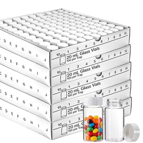 20 mL Glass Vials with Screw Caps, 24-400 Thread, USP Type I Borosilicate Glass Bottles with PP Caps & PE Liners, Leakproof, Freezable, Pack of 100 in Saudi Arabia