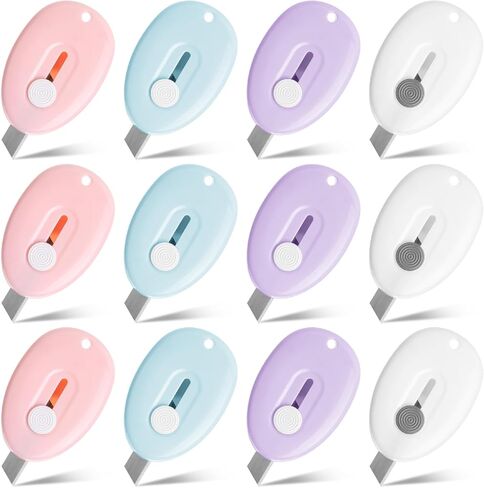 Bates- Mini Retractable Box Cutter, 12 pcs, Pastel Colors, Small Box Cutter Small, Mini Utility Knife, Mini Box Cutters Retractable, Mini Box Cutter Keychain Utility Knife, Small Box Cutter Mini in Saudi Arabia