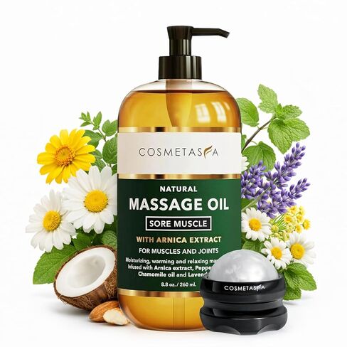 Cosmetasa Massage Oil for Sore Muscles with Roller Ball - Soothes Joints & Muscles with Arnica, Lavender Oil, Peppermint Oil & Chamomile Extract in Saudi Arabia