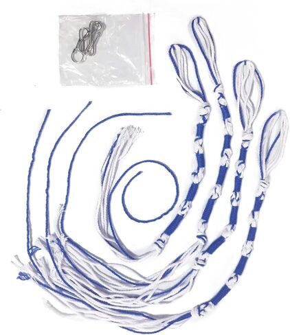 Cyprinus Carpio اليهودية التقليدية Tzitzits مجموعة للسراويل / الجينز Tzitzits شرابات الصلاة شال الملحقات الأزرق والأبيض شرابات ديكور المنزل مع خطافات معلقة للرجال أو النساء العبرية in Kuwait