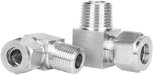 304 Stainless Steel 90° Elbow Double Ferrule Tube Pipe Fittings BSP Male Connector(12mm OD Pipe,3/8") in Saudi Arabia