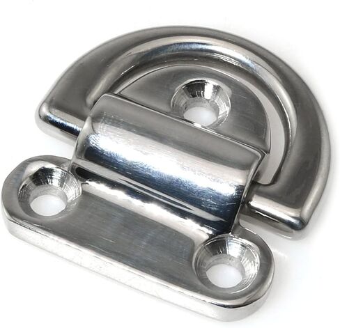 RLECS 316 Stainless Steel D Shaped Buckle Folding Pad Eye Tie Down Device Marine Grade Yacht Rope Securing Ring 1.73x1.89 Inches for High Altitude Lifting Operations in Saudi Arabia