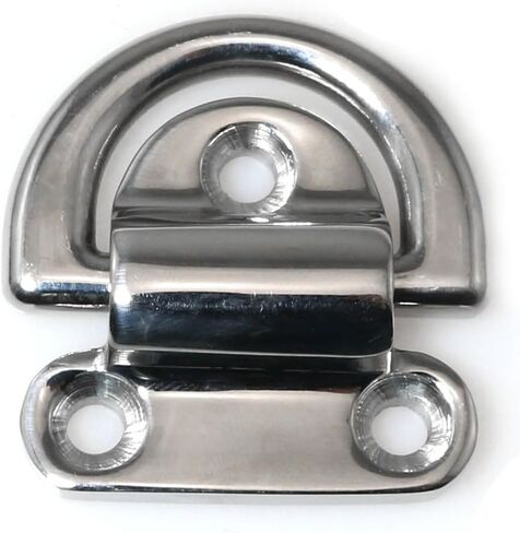 RLECS 316 Stainless Steel D Shaped Buckle Folding Pad Eye Tie Down Device Marine Grade Yacht Rope Securing Ring 1.73x1.89 Inches for High Altitude Lifting Operations in Saudi Arabia