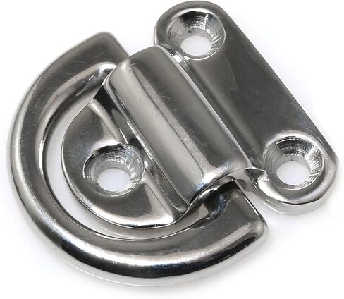 RLECS 316 Stainless Steel D Shaped Buckle Folding Pad Eye Tie Down Device Marine Grade Yacht Rope Securing Ring 1.73x1.89 Inches for High Altitude Lifting Operations in Saudi Arabia