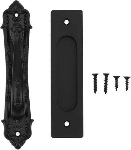 Sliding Barn Door Handle, Black Metal Pull Handle, 8 cm x 17 cm, Ambidextrous, 6 mm Projection, Pack of 1 in Saudi Arabia