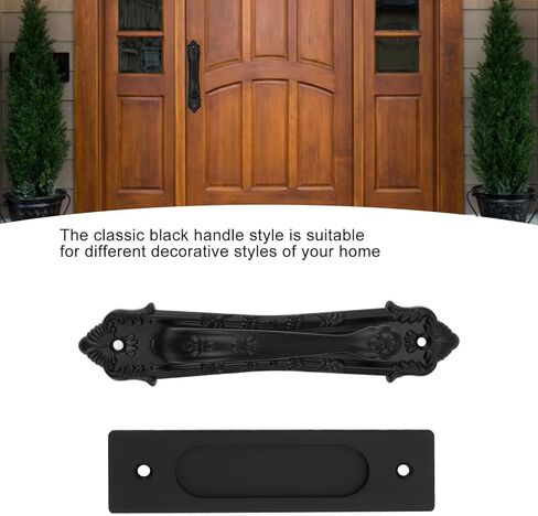 Sliding Barn Door Handle, Black Metal Pull Handle, 8 cm x 17 cm, Ambidextrous, 6 mm Projection, Pack of 1 in Saudi Arabia