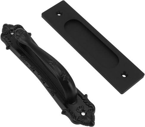Sliding Barn Door Handle, Black Metal Pull Handle, 8 cm x 17 cm, Ambidextrous, 6 mm Projection, Pack of 1 in Saudi Arabia