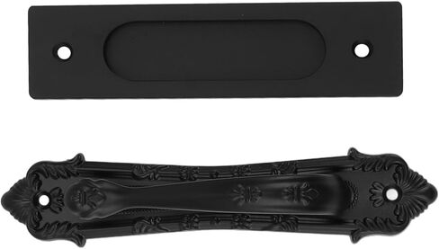 Sliding Barn Door Handle, Black Metal Pull Handle, 8 cm x 17 cm, Ambidextrous, 6 mm Projection, Pack of 1 in Saudi Arabia