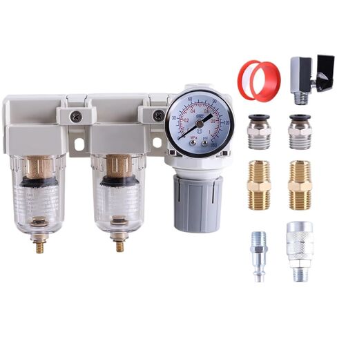 Double-Stage Compressed Air Filter Regulator semi-Automatic Oil-Water Separator Pressure Regulator Combo Air Drying System(AF2000 AR2000 1l4NPT) in Saudi Arabia