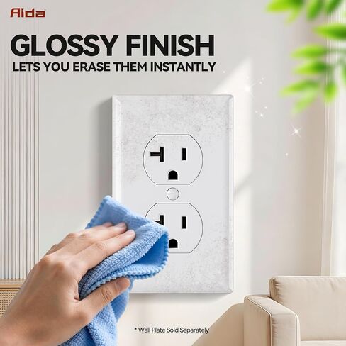 AIDA 20 Amps Outlets Duplex Electrical Receptacle Outlets, Electrical Outlet, 20Amp 125V Heavy-Duty Wall Outlet, Residential, 3-Wire, Self-Grounding, UL Listed, Side Wire (10 Pack, White) in Kuwait
