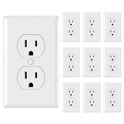 AIDA 20 Amps Outlets Duplex Electrical Receptacle Outlets, Electrical Outlet, 20Amp 125V Heavy-Duty Wall Outlet, Residential, 3-Wire, Self-Grounding, UL Listed, Side Wire (10 Pack, White) in Kuwait