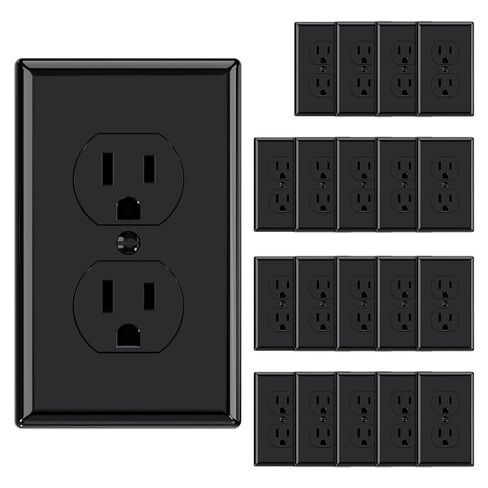 AIDA 20 Amps Outlets Duplex Electrical Receptacle Outlets, Electrical Outlet, 20Amp 125V Heavy-Duty Wall Outlet, Residential, 3-Wire, Self-Grounding, UL Listed, Side Wire (10 Pack, White) in Kuwait