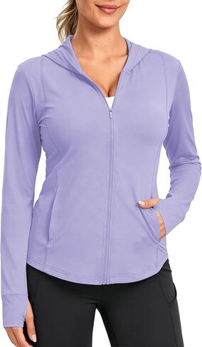 Women's Workout Jacket Sun Protection Zip up Hoodie Athletic Lightweight UPF 50+ Long Sleeve Running Hiking HH2302-4 in Saudi Arabia