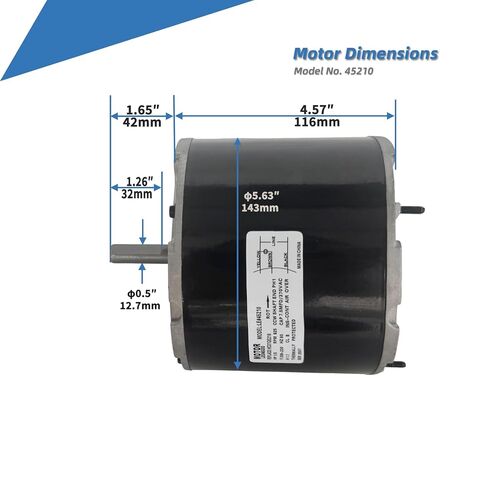 45210 محرك مروحة المكثف استبدال الناقل HC37GE210 1/5 HP 825RPM 208-230V متوافق مع GE 5KCP39GFY917S، Genteq 3S003، 5KCP39EFN759AS 5KCP39EFS165S، Rheem 51-23055-12 محرك مروحة النفخ Leungoo in Kuwait