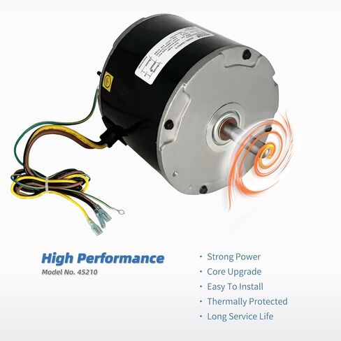 45210 محرك مروحة المكثف استبدال الناقل HC37GE210 1/5 HP 825RPM 208-230V متوافق مع GE 5KCP39GFY917S، Genteq 3S003، 5KCP39EFN759AS 5KCP39EFS165S، Rheem 51-23055-12 محرك مروحة النفخ Leungoo in Kuwait