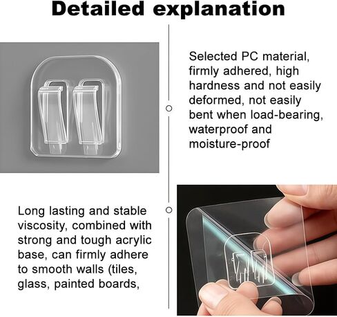 10 Pcs Heavy-Duty Self-Adhesive Wall Hangers, Clear, Removable, Ideal for Bathroom, Kitchen, Home Use, Utility Hooks in Saudi Arabia