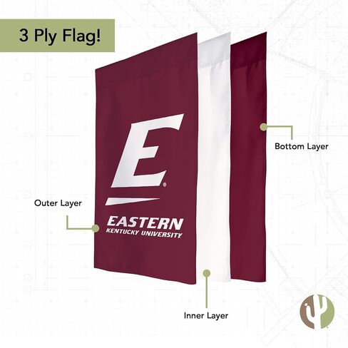 علم حديقة Desert Cactus Eastern Kentucky University EKU - لافتة كولونيل شرق كنتاكي مقاس 19 × 12 بوصة، للعرض والمناسبات الخارجية (التصميم A) in Saudi Arabia