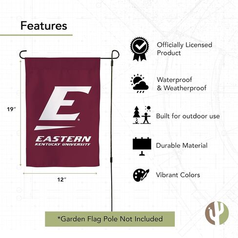 علم حديقة Desert Cactus Eastern Kentucky University EKU - لافتة كولونيل شرق كنتاكي مقاس 19 × 12 بوصة، للعرض والمناسبات الخارجية (التصميم A) in Saudi Arabia