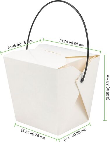 100 Pack 16oz Chinese Take Out Boxes, White Kraft Take Out Box with Handle, Chinese Food Boxes, Chinese Box to Go for Restaurant, Bakery and Party in Saudi Arabia