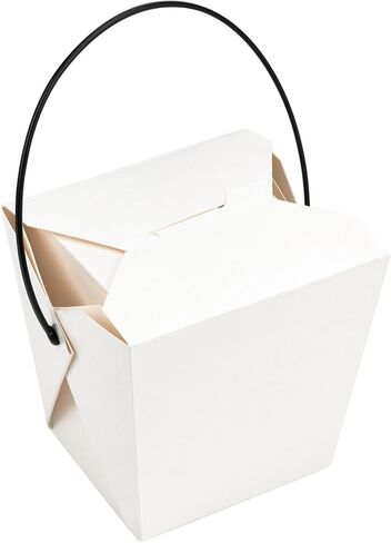 100 Pack 16oz Chinese Take Out Boxes, White Kraft Take Out Box with Handle, Chinese Food Boxes, Chinese Box to Go for Restaurant, Bakery and Party in Saudi Arabia