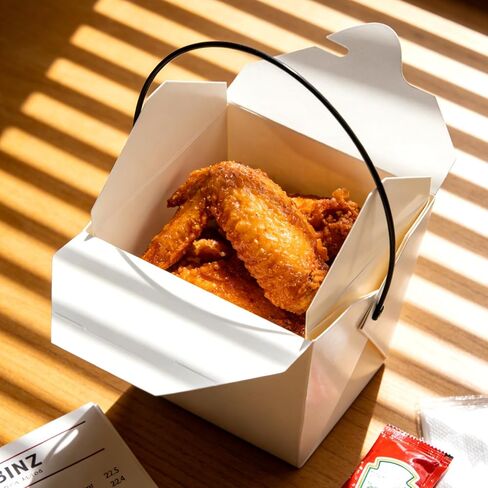 100 Pack 16oz Chinese Take Out Boxes, White Kraft Take Out Box with Handle, Chinese Food Boxes, Chinese Box to Go for Restaurant, Bakery and Party in Saudi Arabia