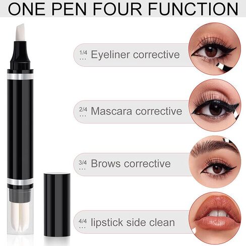 Eye Makeup Remover Pen, Eye Makeup Corrector Pen Makeup Remover Eraser Stick Wash Free Quick Makeup Correction Lipstick Eyeliner Smudged Correction Easy-to Use & Travel-Friendly Makeup Removing Gel Pen With 3-in-1 Replacement Heads in Saudi Arabia