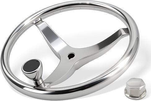 13 1/2" Universal Boat Steering Wheel 3 Spoke Stainless Marine Boat Steering Wheel with Knob 5/8"-18 Retaining Nut in Saudi Arabia