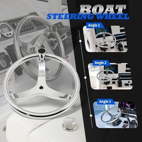 13 1/2" Universal Boat Steering Wheel 3 Spoke Stainless Marine Boat Steering Wheel with Knob 5/8"-18 Retaining Nut in Saudi Arabia