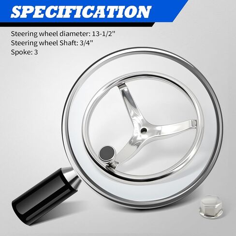 13 1/2" Universal Boat Steering Wheel 3 Spoke Stainless Marine Boat Steering Wheel with Knob 5/8"-18 Retaining Nut in Saudi Arabia