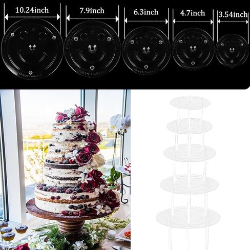 Cake Pin Sticks Set, 35 Pieces Cake Sticks Support Rods with 5 Cake Dividers for 4, 6, 8, 10, 12 Inch Cakes, Tiered Cake Supports Plastic Cake Dowels Rods for Cake Stacking in Saudi Arabia