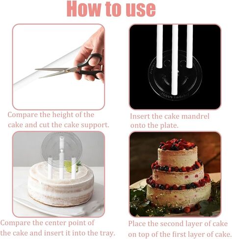 Cake Pin Sticks Set, 35 Pieces Cake Sticks Support Rods with 5 Cake Dividers for 4, 6, 8, 10, 12 Inch Cakes, Tiered Cake Supports Plastic Cake Dowels Rods for Cake Stacking in Saudi Arabia