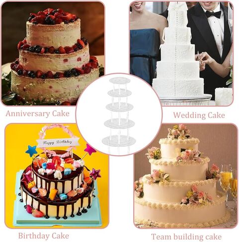 Cake Pin Sticks Set, 35 Pieces Cake Sticks Support Rods with 5 Cake Dividers for 4, 6, 8, 10, 12 Inch Cakes, Tiered Cake Supports Plastic Cake Dowels Rods for Cake Stacking in Saudi Arabia