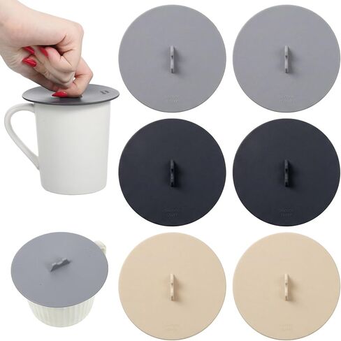 TIESOME 6 PCS Silicone Cup Covers, 3.86 Inch Food Grade Silicone Lids for Cups, Airtight Dustproof Seal for Mugs, Tea & Coffee, 3 Colors in Saudi Arabia