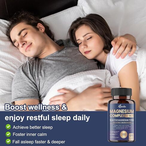 Magnesium Complex 700mg, 12 in 1 Magnesium Supplement with Glycinate, Citrate, Malate, Oxide, Taurate & Orotate, High Absorption Magnesium for Sleep, Muscle, Nerve & Heart Support, Vegan, 120 Capsules in Saudi Arabia