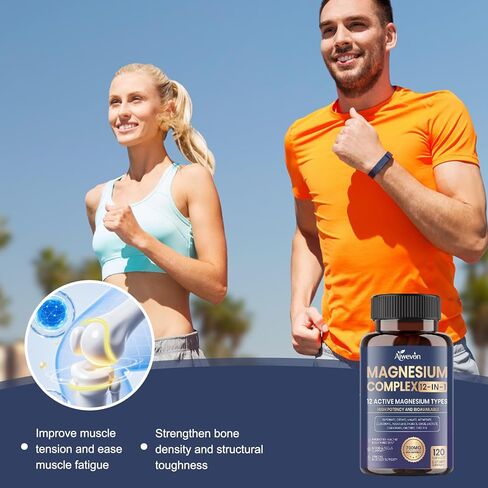 Magnesium Complex 700mg, 12 in 1 Magnesium Supplement with Glycinate, Citrate, Malate, Oxide, Taurate & Orotate, High Absorption Magnesium for Sleep, Muscle, Nerve & Heart Support, Vegan, 120 Capsules in Saudi Arabia