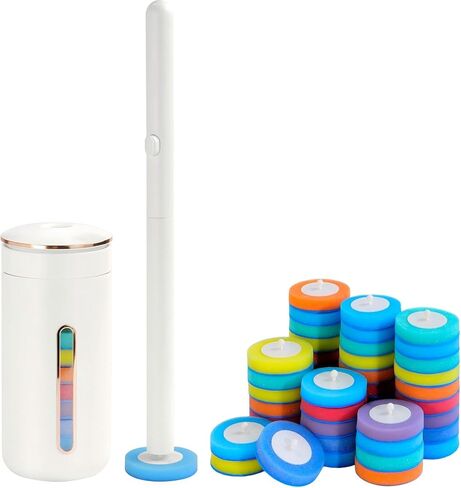 Disposable Toilet Brush and Holder Set - Wall Mounted Toilet Bowl Cleaner Wand with 24 Rainbow-Colored Refills & Automatic Storage Caddy, Hygienic Toilet Cleaning System for Bathroom in Saudi Arabia