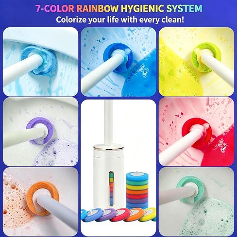 Disposable Toilet Brush and Holder Set - Wall Mounted Toilet Bowl Cleaner Wand with 24 Rainbow-Colored Refills & Automatic Storage Caddy, Hygienic Toilet Cleaning System for Bathroom in Saudi Arabia