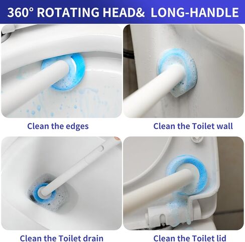Disposable Toilet Brush and Holder Set - Wall Mounted Toilet Bowl Cleaner Wand with 24 Rainbow-Colored Refills & Automatic Storage Caddy, Hygienic Toilet Cleaning System for Bathroom in Saudi Arabia