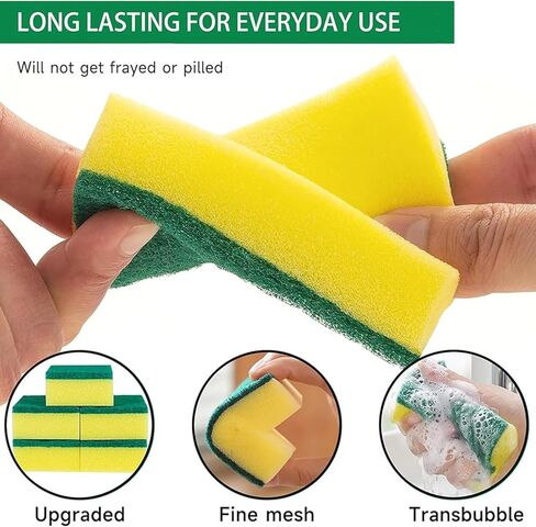 15 Pcs Kitchen Cleaning Sponge, Double Face Non-Scratch Scrub Sponge, Long Lasting, Super Absorbent Cleaning Supplies, for Kitchen Dishes and Cleaning in Saudi Arabia