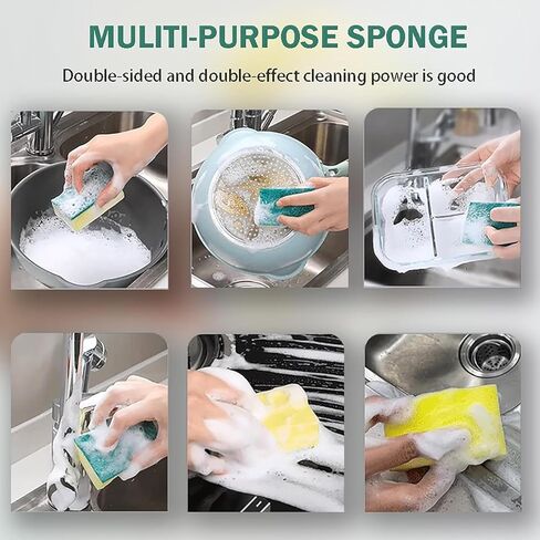 15 Pcs Kitchen Cleaning Sponge, Double Face Non-Scratch Scrub Sponge, Long Lasting, Super Absorbent Cleaning Supplies, for Kitchen Dishes and Cleaning in Saudi Arabia