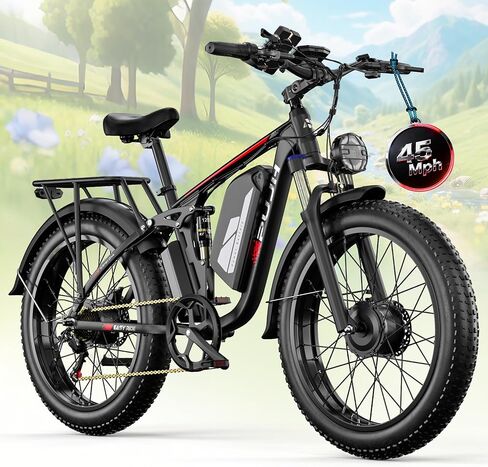 6000W Dual Motor Ebike for Adults, 60V 20Ah Fast Electric Bike 45mph,Up to 110 Miles,24" Fat Tire Full Suspension Electric Bike for Snow Off-Road Commuter Mountain E-Bike for Men Women in Saudi Arabia
